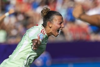 Arianna Caruso: une frappe de toute beauté pour donner la victoire à l'Italie. KEYSTONE/CYRIL ZINGARO